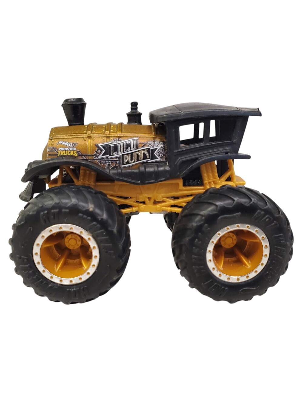 Hot Wheels Monster Truck Loco Punk Train Gold and Black Wheels Toy